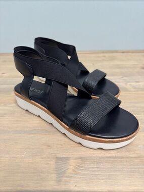Nine West Black Strappy Platform Sandals with White Sole